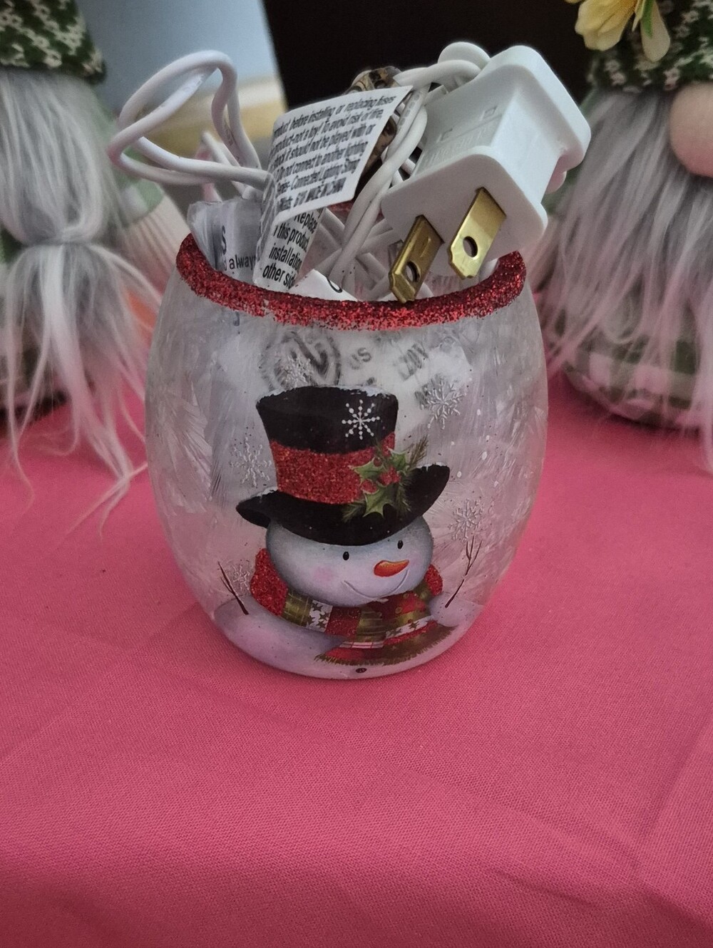 Stony Creek Decorative Lighted Glass Joyful Snowman 3" Votive. NEW WITHOUT TAGS